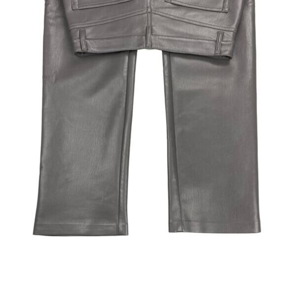 Aritzia Wilfred Melina High Waisted Vegan Leather Peppercorn Gray Pants Size 2 - Picture 7 of 7